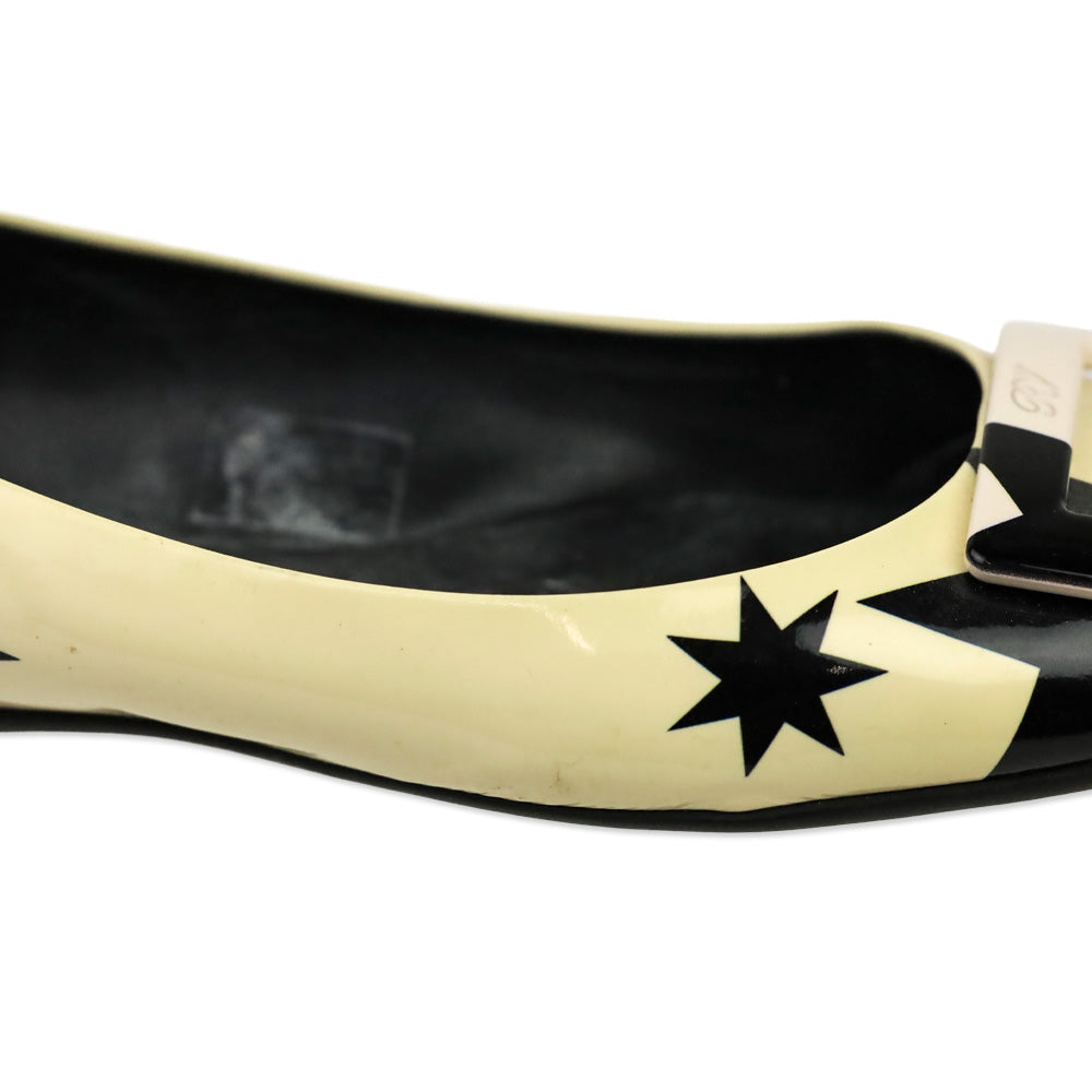 Roger Vivier Black/Cream Star Patent Leather Gommettine Flats