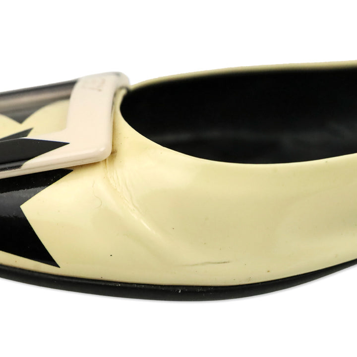 Roger Vivier Black/Cream Star Patent Leather Gommettine Flats
