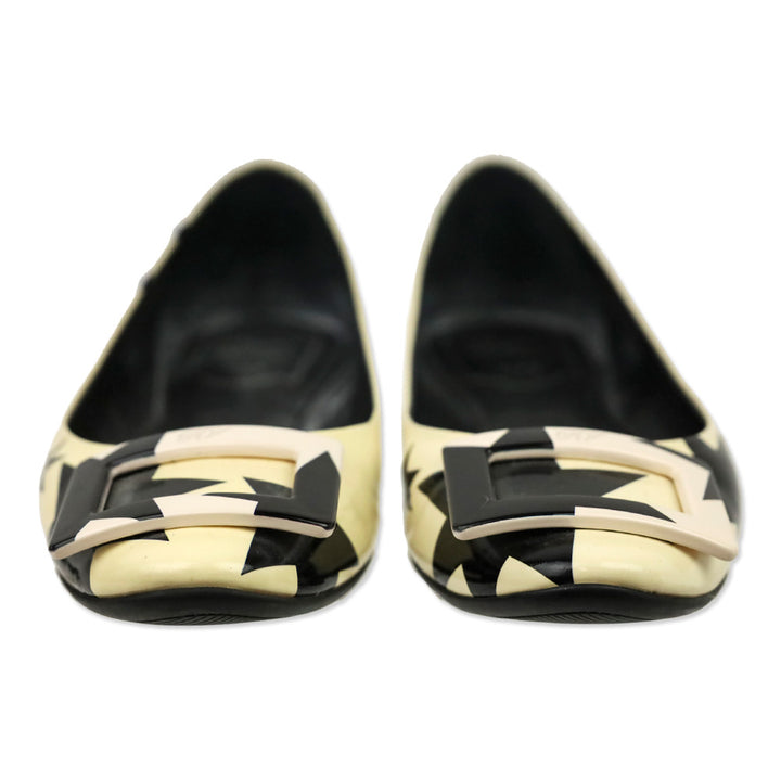 Roger Vivier Black/Cream Star Patent Leather Gommettine Flats