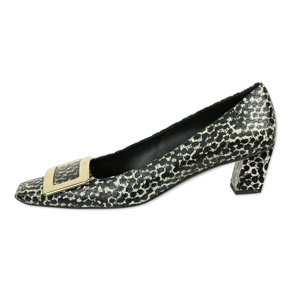 Roger Vivier Black/Grey Snakeskin Print Embossed Gommettine Pump