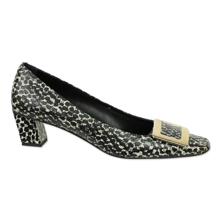 Roger Vivier Black/Grey Snakeskin Print Embossed Gommettine Pump