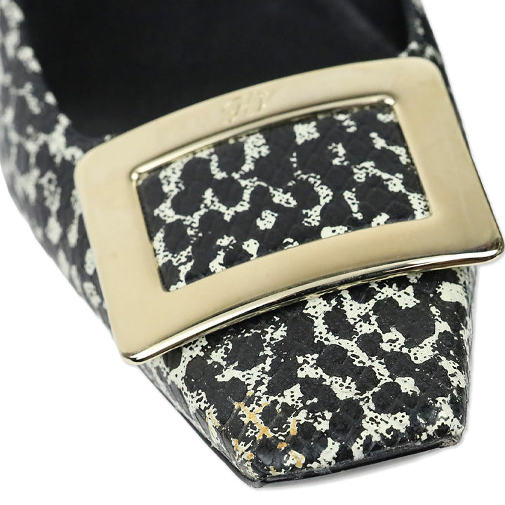 Roger Vivier Black/Grey Snakeskin Print Embossed Gommettine Pump