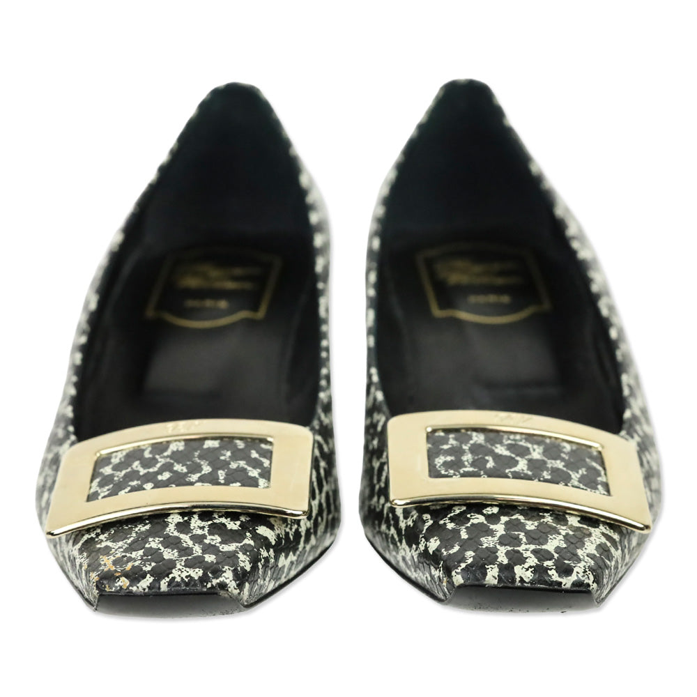 Roger Vivier Black/Grey Snakeskin Print Embossed Gommettine Pump