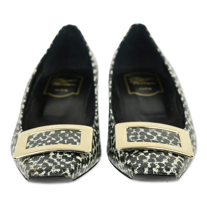 Roger Vivier Black/Grey Snakeskin Print Embossed Gommettine Pump