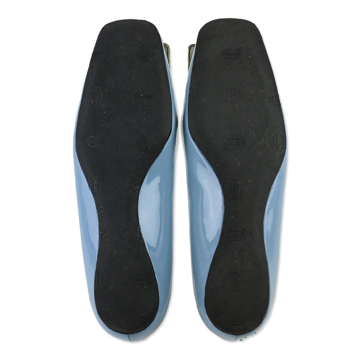 Roger Vivier Blue Patent Leather Gold Gommettine Flats