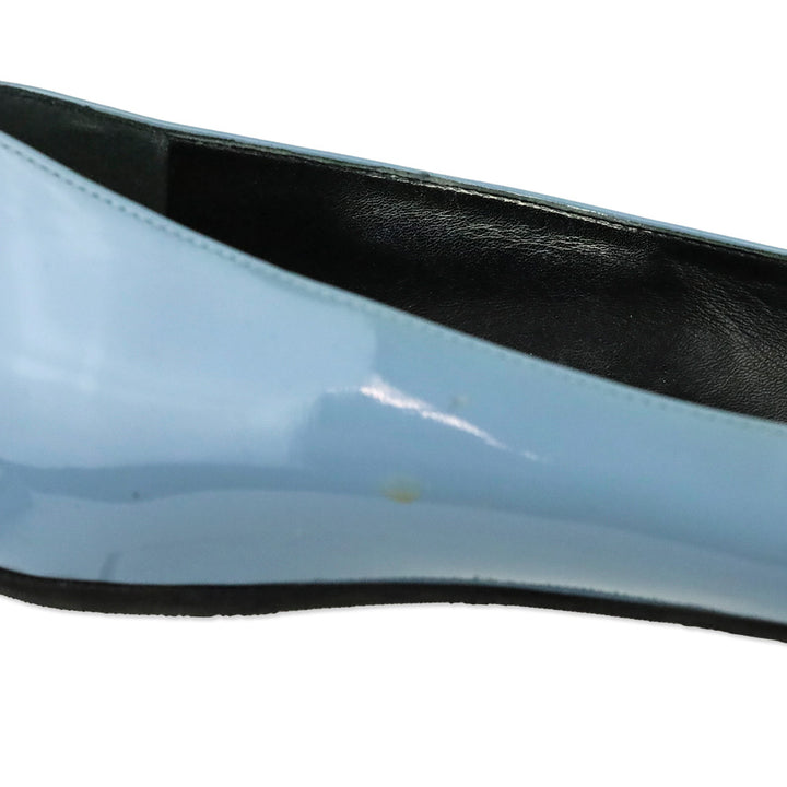 Roger Vivier Blue Patent Leather Gold Gommettine Flats