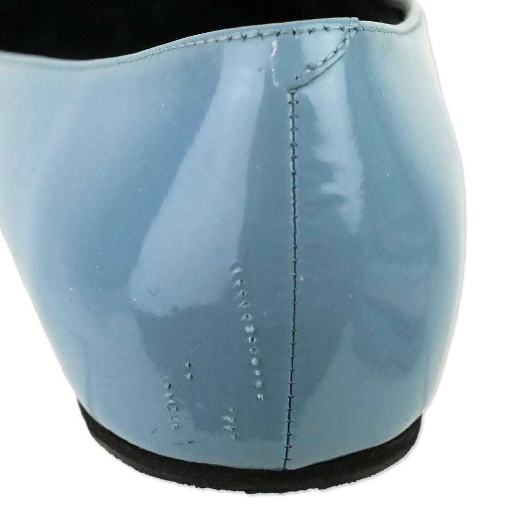 Roger Vivier Blue Patent Leather Gold Gommettine Flats