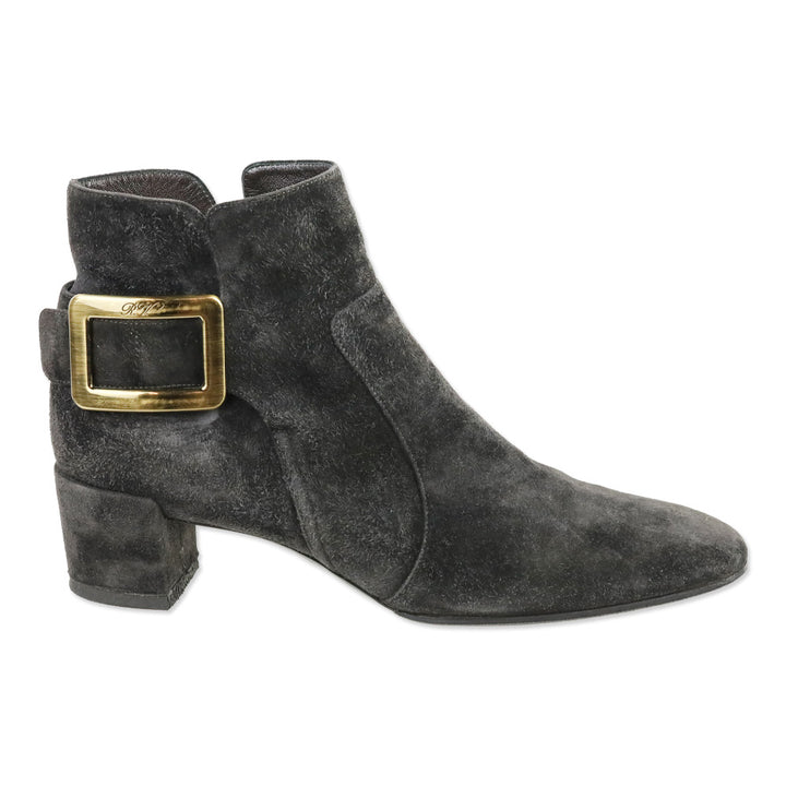 Roger Vivier Grey Suede Polly 45 Booties