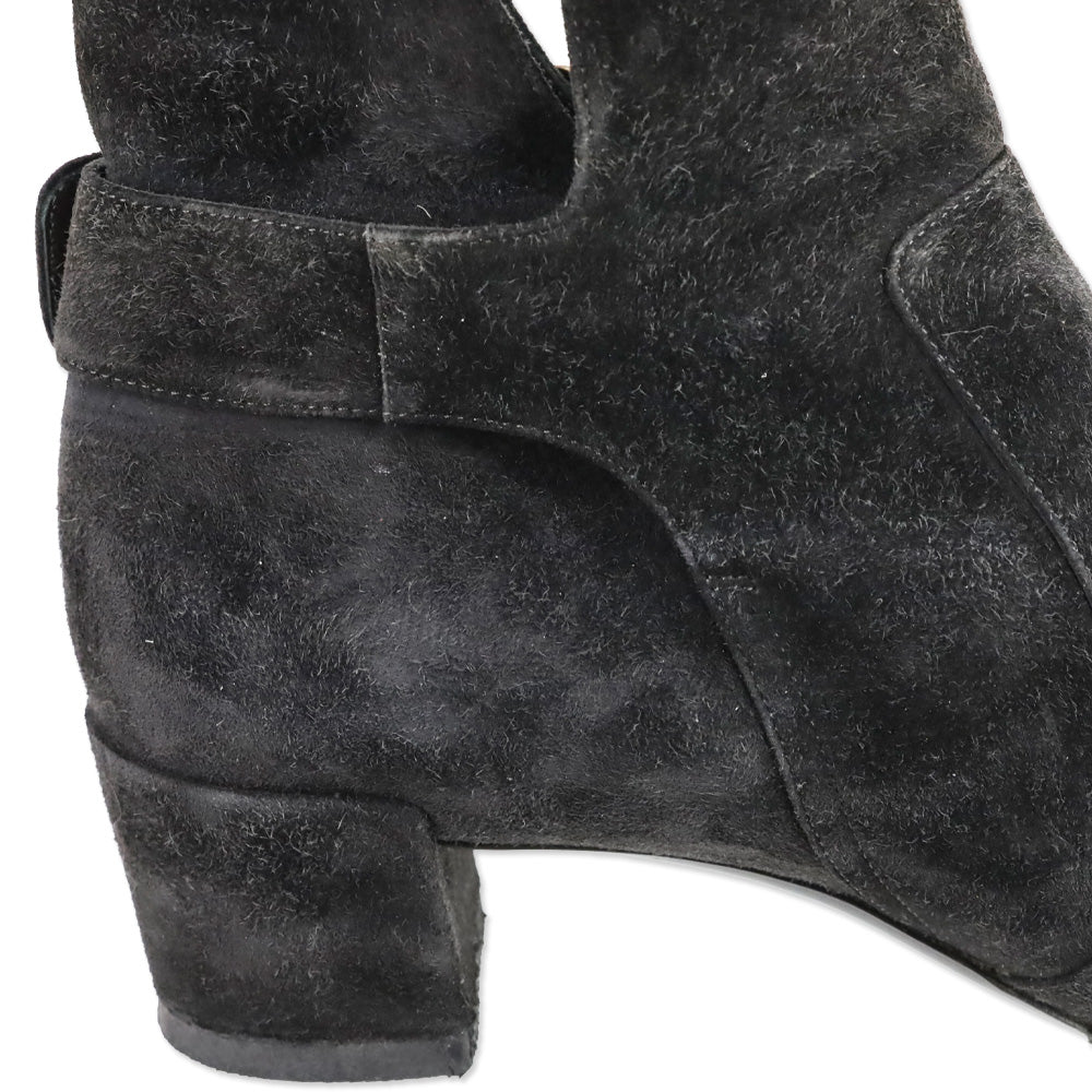 Roger Vivier Grey Suede Polly 45 Booties