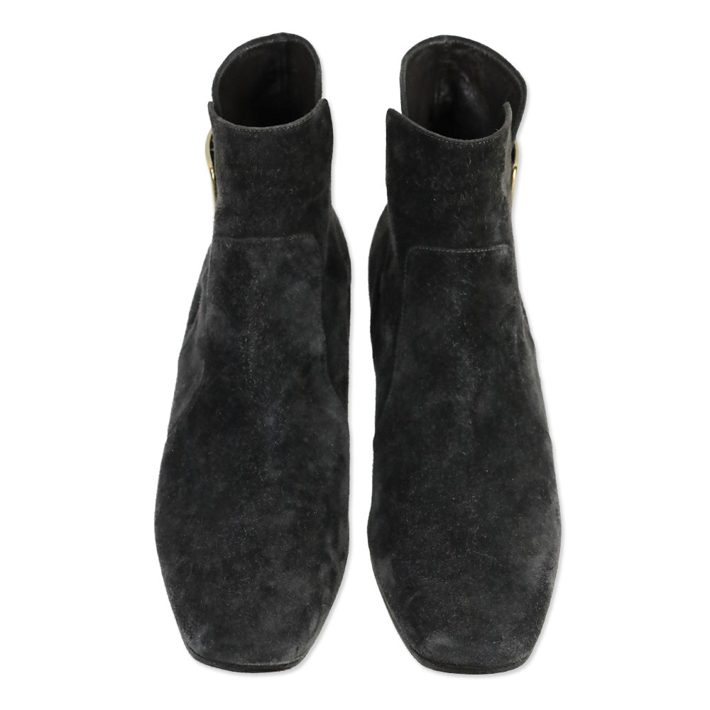 Roger Vivier Grey Suede Polly 45 Booties