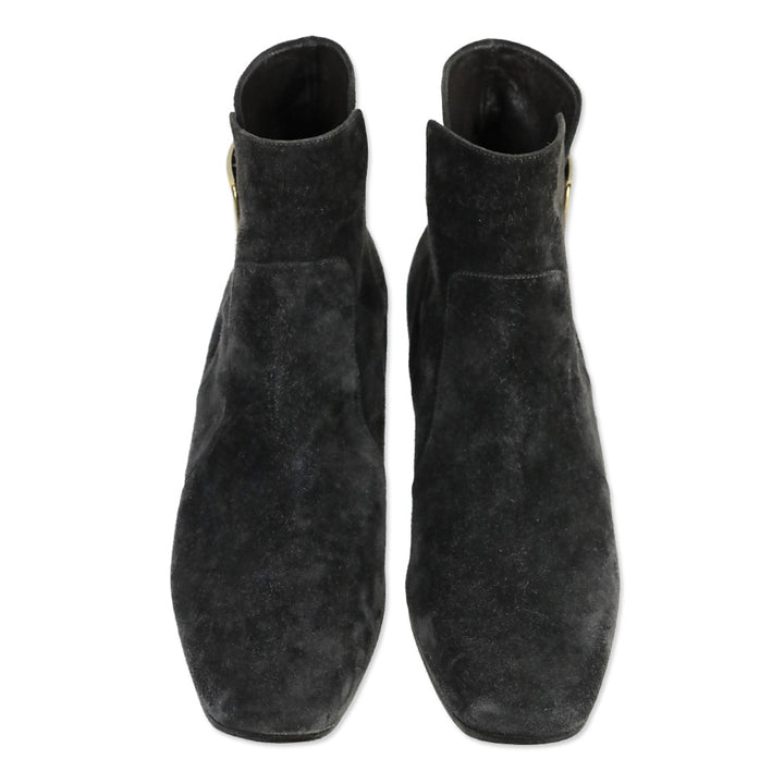 Roger Vivier Grey Suede Polly 45 Booties