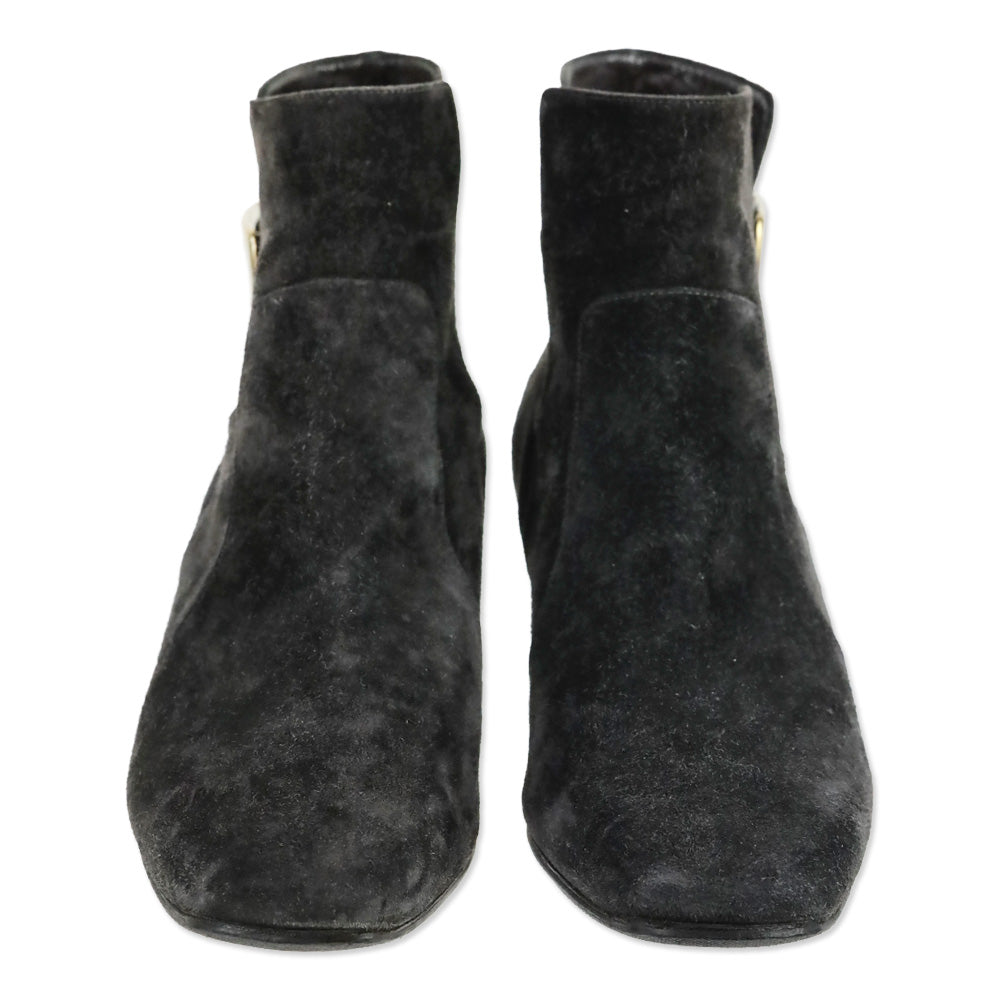 Roger Vivier Grey Suede Polly 45 Booties