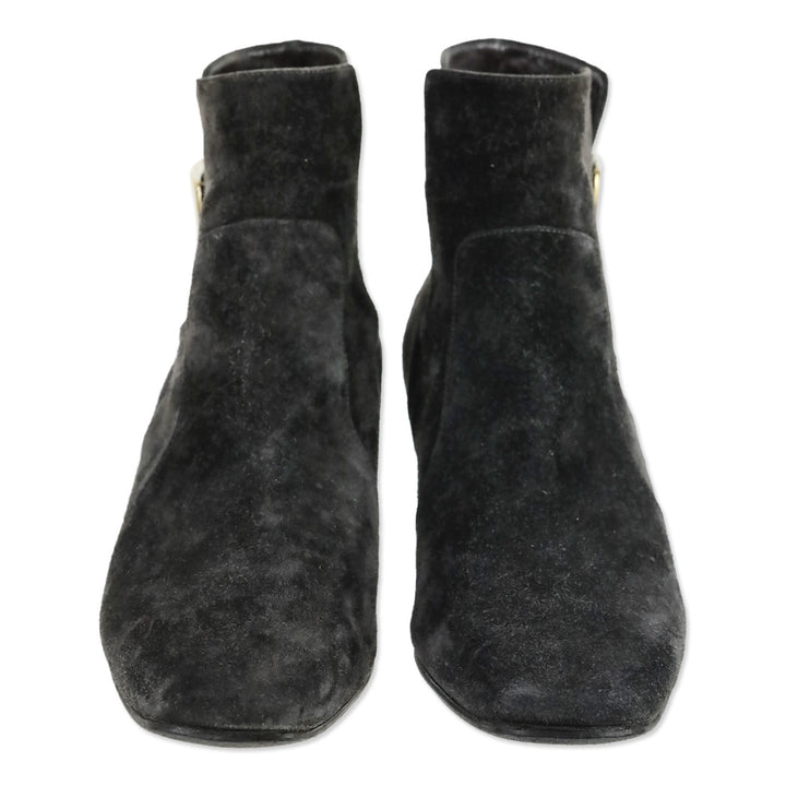 Roger Vivier Grey Suede Polly 45 Booties