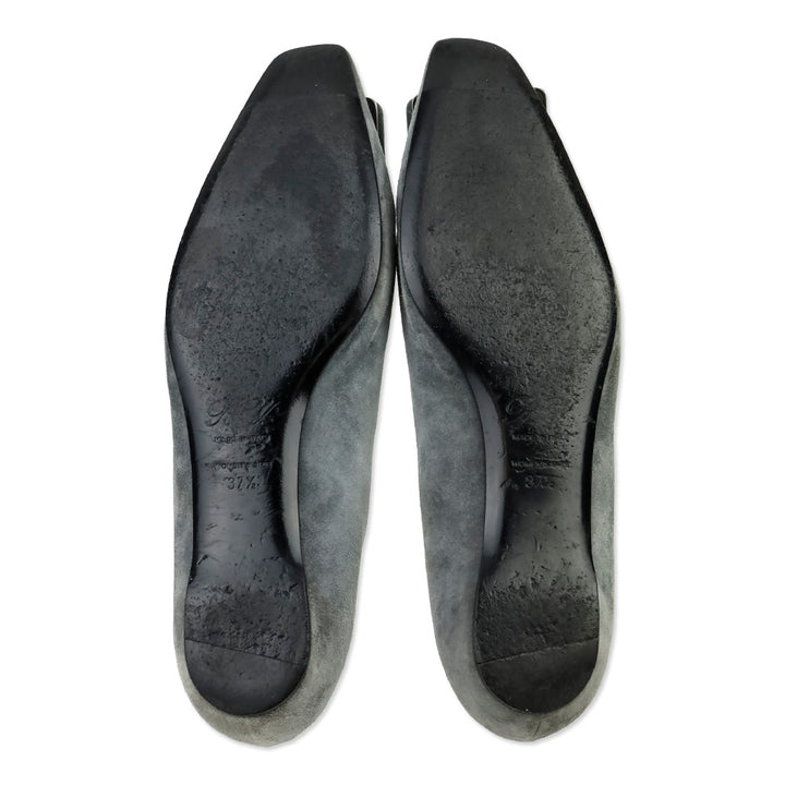 Roger Vivier Grey Suede Silver Gommettine Flats