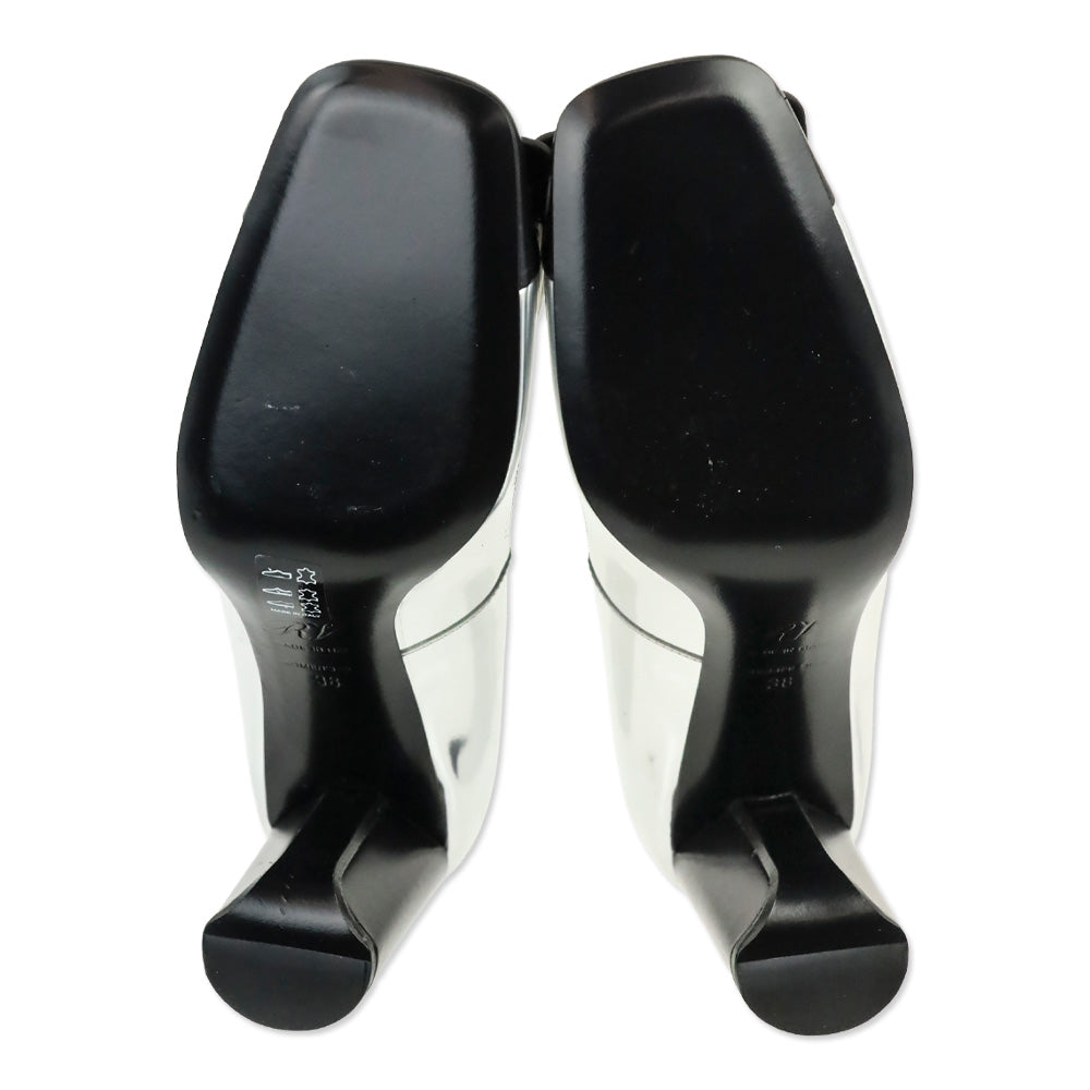 Roger Vivier Metallic Silver Leather Black Cap Toe Gommettine Pumps