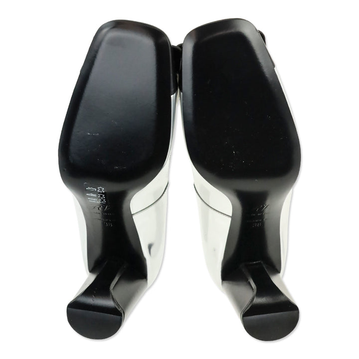 Roger Vivier Metallic Silver Leather Black Cap Toe Gommettine Pumps