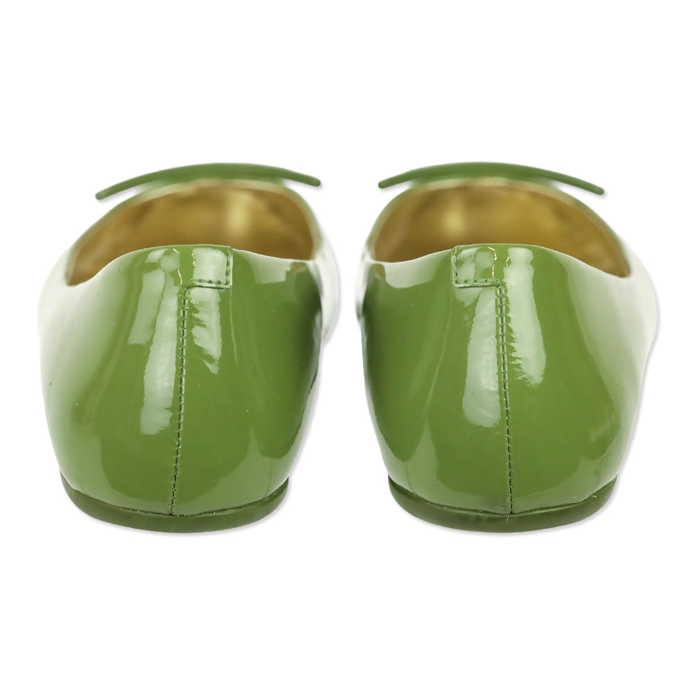 Roger Vivier Olive Green Patent Leather Gommettine Flats