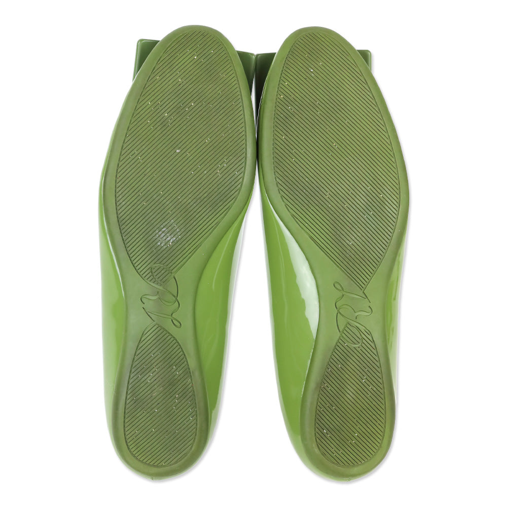 Roger Vivier Olive Green Patent Leather Gommettine Flats
