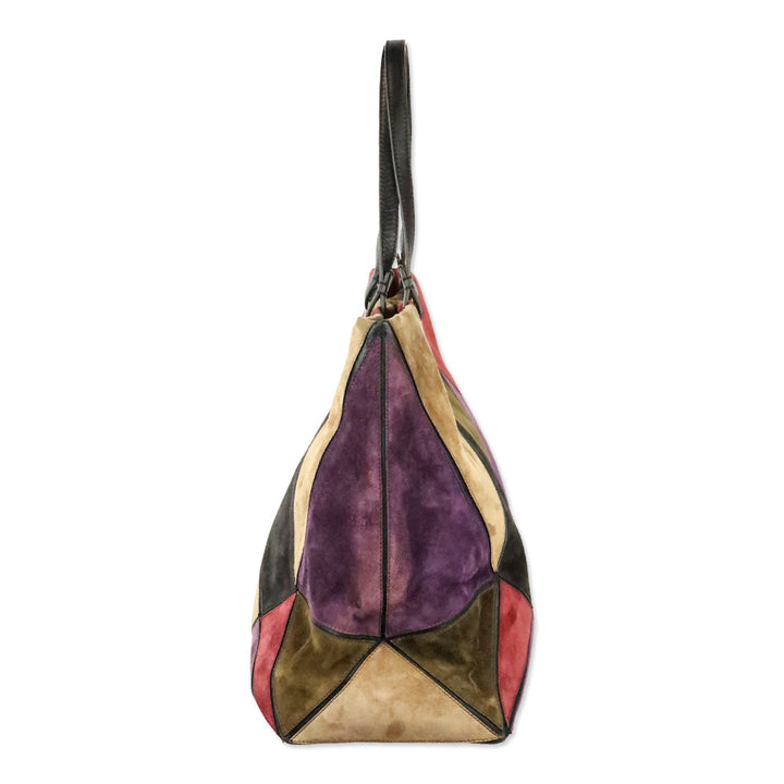 Roger Vivier Purple Multi Patchwork Suede Tote