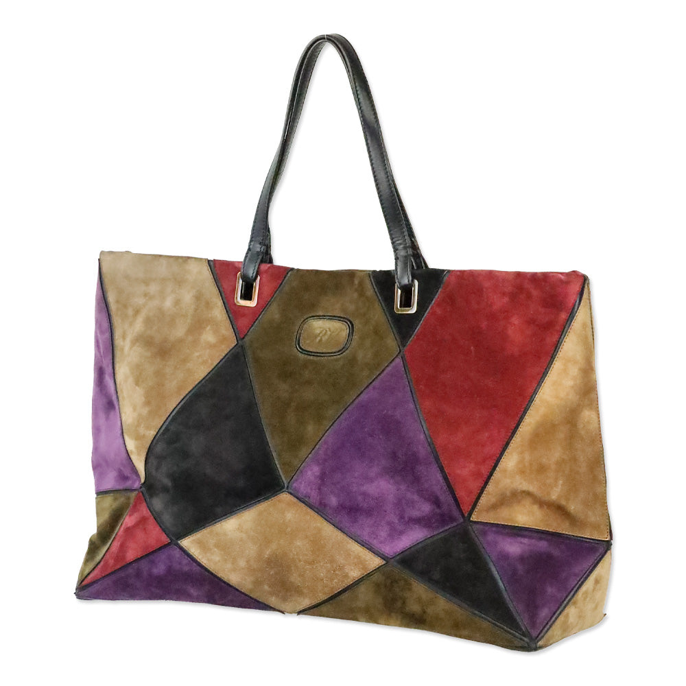 Roger Vivier Purple Multi Patchwork Suede Tote