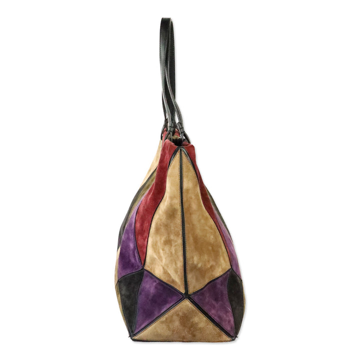 Roger Vivier Purple Multi Patchwork Suede Tote
