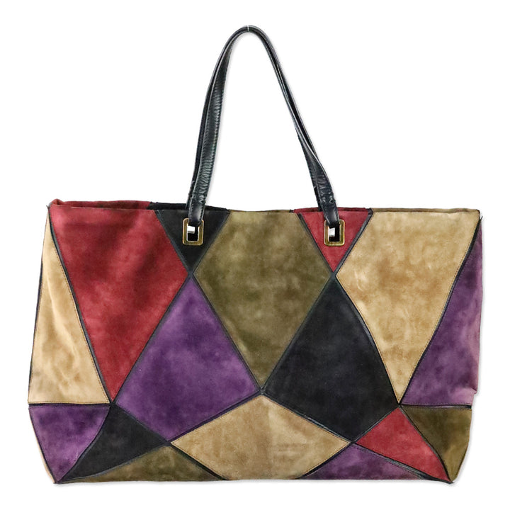 Roger Vivier Purple Multi Patchwork Suede Tote
