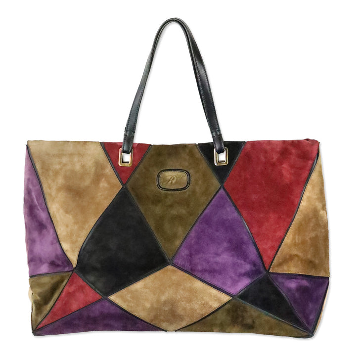 Roger Vivier Purple Multi Patchwork Suede Tote