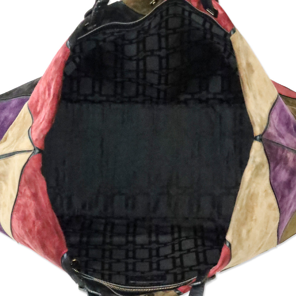 Roger Vivier Purple Multi Patchwork Suede Tote