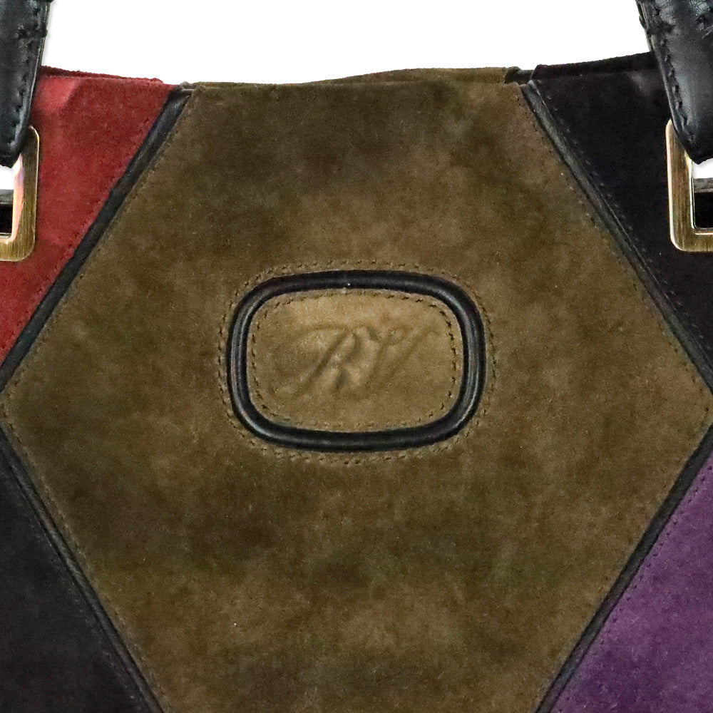 Roger Vivier Purple Multi Patchwork Suede Tote