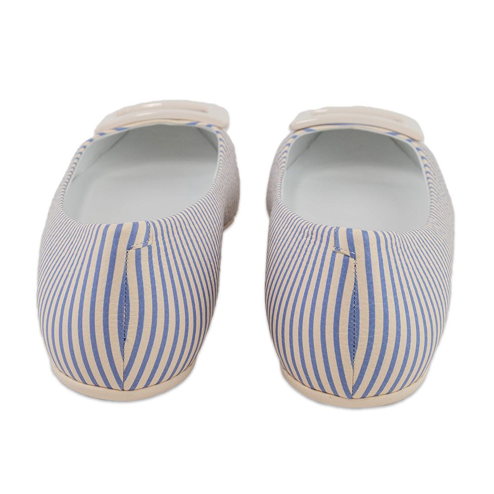 Roger Vivier White/Blue Striped Gommette Ballerina Flats