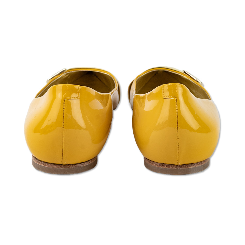 Roger Vivier Yellow Patent Leather Buckle Flats