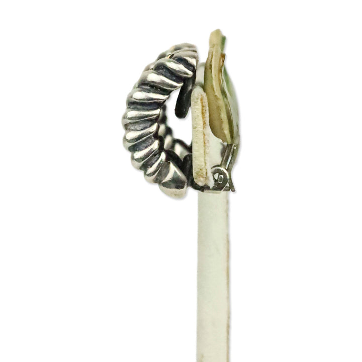 Ron Rizzo Two-Tone Ribbed Clip-On Earrings