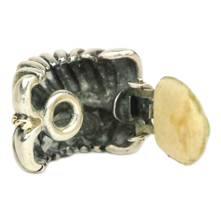 Ron Rizzo Two-Tone Ribbed Clip-On Earrings