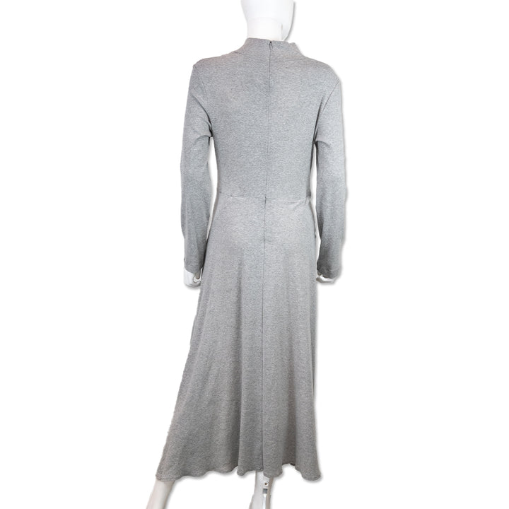 Rosetta Getty Grey Cotton Turtleneck Twist-Front Midi Dress