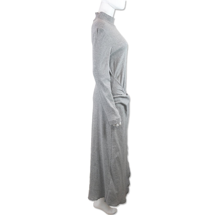 Rosetta Getty Grey Cotton Turtleneck Twist-Front Midi Dress