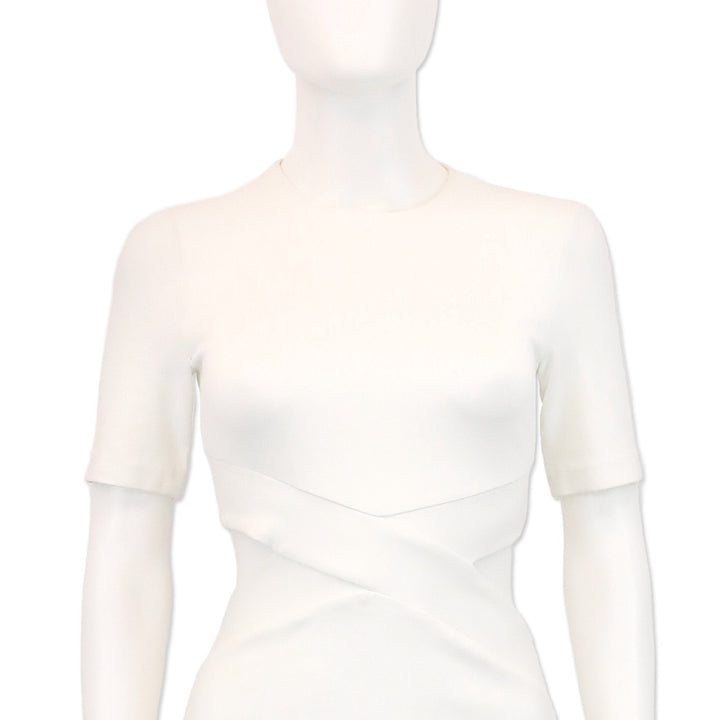 Rosetta Getty White Cutout Stretch-Knit Midi Dress