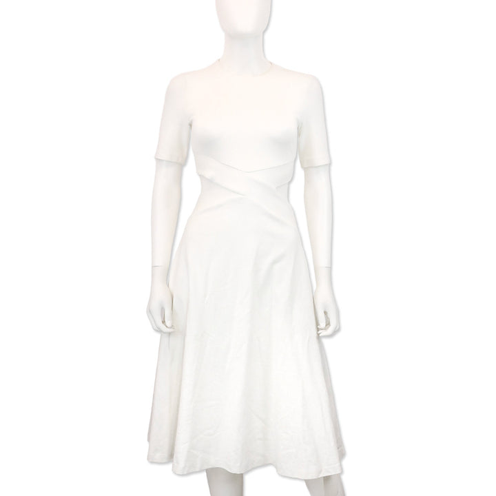 Rosetta Getty White Cutout Stretch-Knit Midi Dress