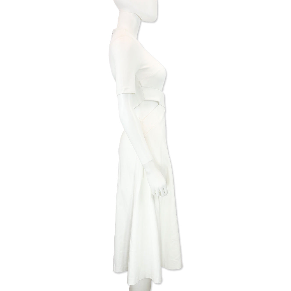 Rosetta Getty White Cutout Stretch-Knit Midi Dress