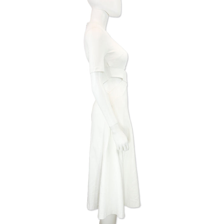 Rosetta Getty White Cutout Stretch-Knit Midi Dress