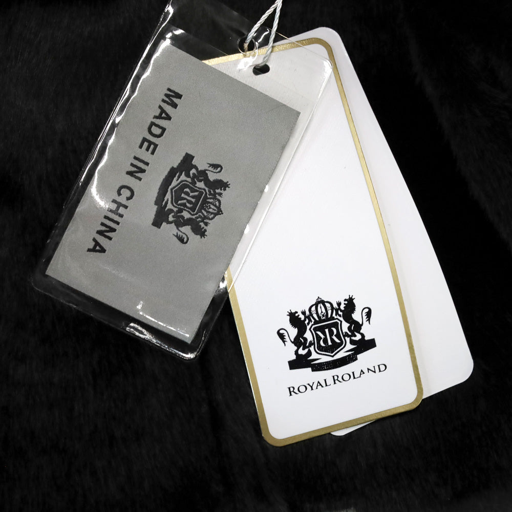 Royal Roland Black Belted Faux Leather Coat