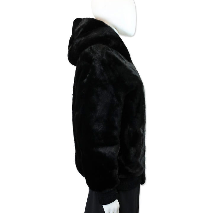 Royal Roland Black Faux Fur Zip-Up Jacket with Hoodie