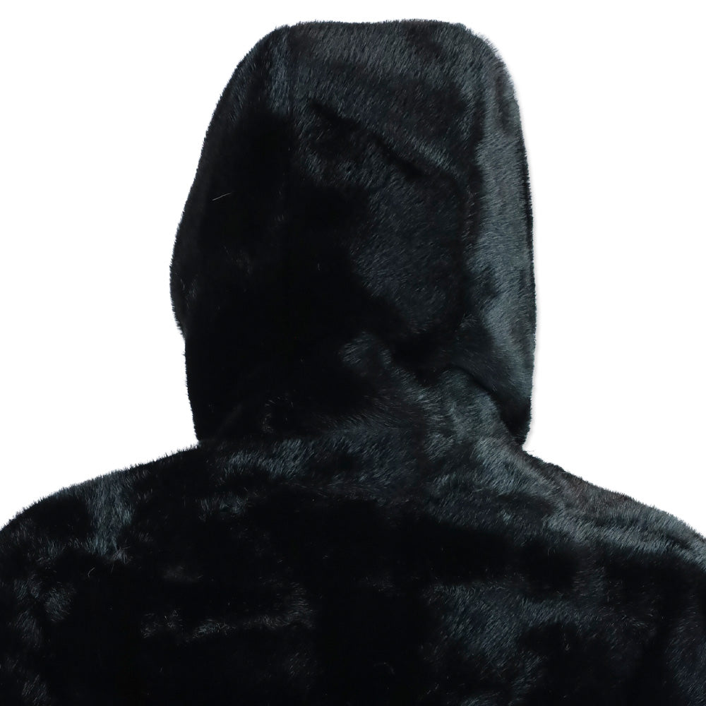 Royal Roland Black Faux Fur Zip-Up Jacket with Hoodie