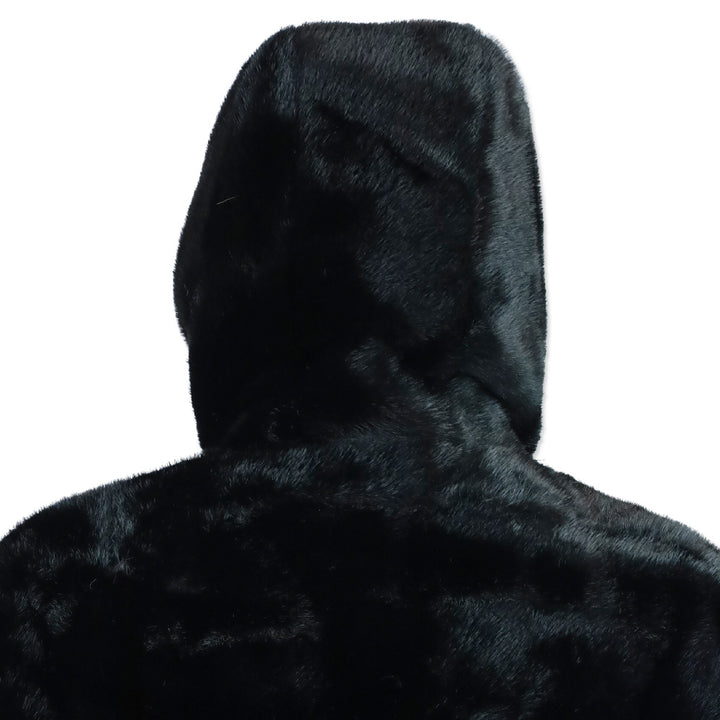 Royal Roland Black Faux Fur Zip-Up Jacket with Hoodie