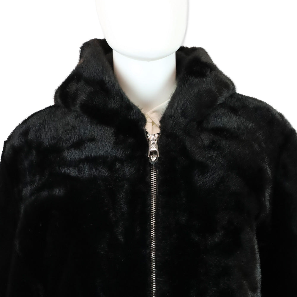 Royal Roland Black Faux Fur Zip-Up Jacket with Hoodie
