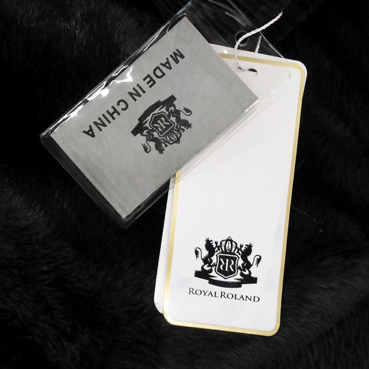 Royal Roland Black Faux Fur Zip-Up Jacket with Hoodie