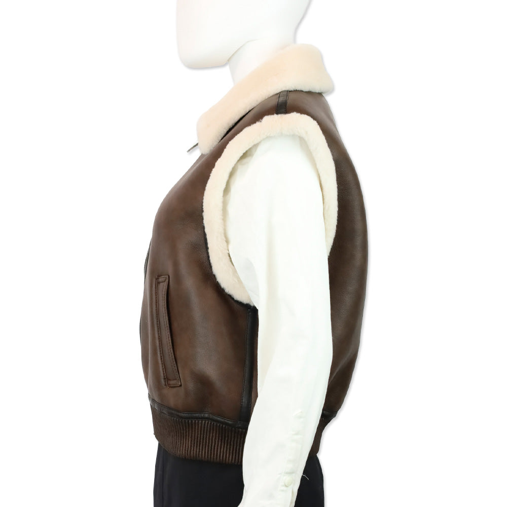 Royal Roland Brown Shearling-Lined Faux Leather Vest