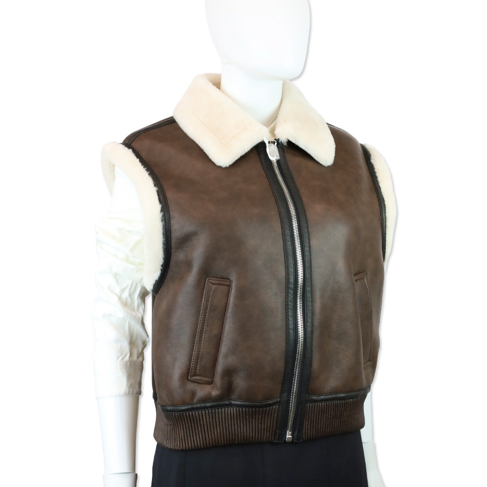 Royal Roland Brown Shearling-Lined Faux Leather Vest