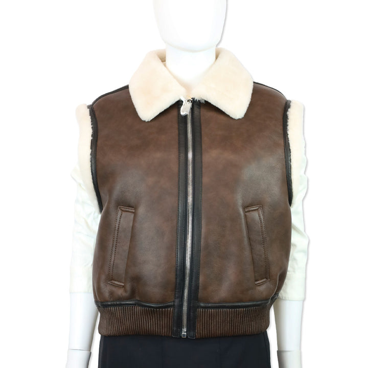 Royal Roland Brown Shearling-Lined Faux Leather Vest