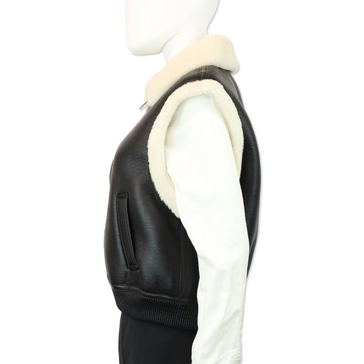 Royal Roland Black Shearling-Lined Faux Leather Vest