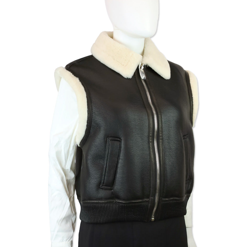 Royal Roland Black Shearling-Lined Faux Leather Vest